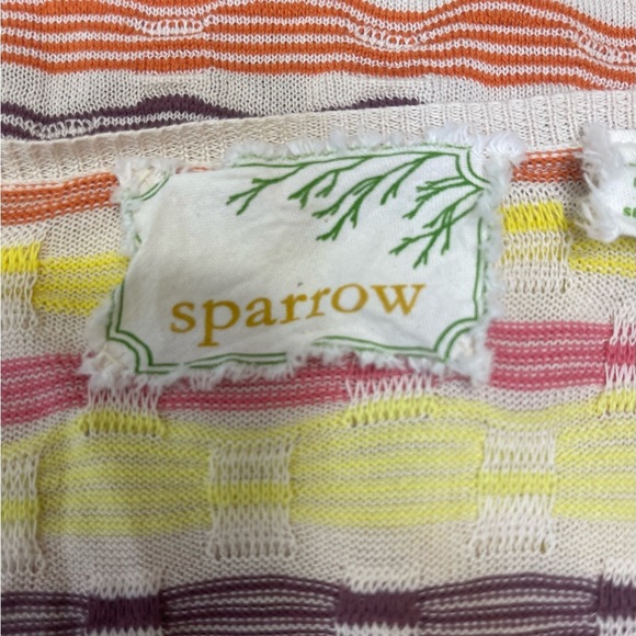 Anthropologie Sparrow Pointelle Knit 3 Button Strip Cap Sleeve Cardigan X Small - Picture 5 of 8